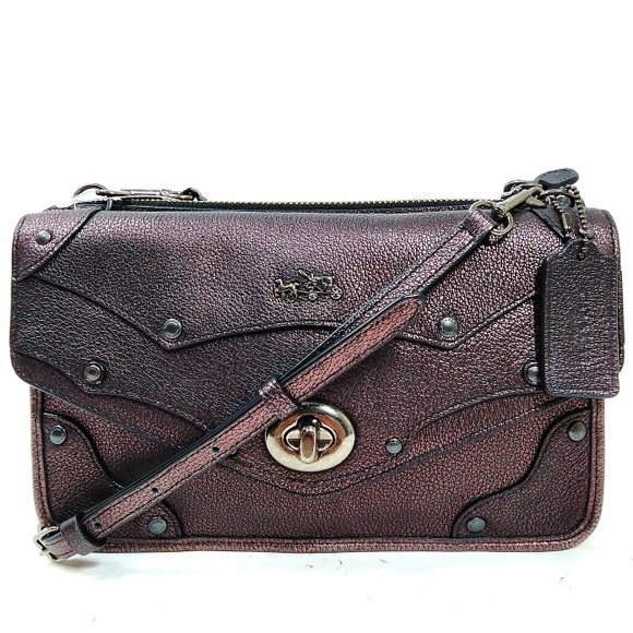 Coach | Bags | Coach 941 Rare Rhyder Crossbody In Metallic Plumblack ...
